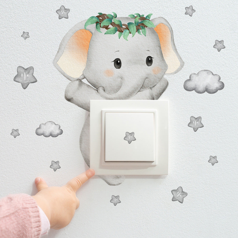Cute Giraffe Bear Elephant Star Switch Sticker For Kid Baby Bedroom Decoration SelfAdhesive Wall De 3