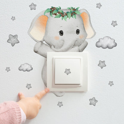 Cute Giraffe Bear Elephant Star Switch Sticker For Kid Baby Bedroom Decoration SelfAdhesive Wall De 3