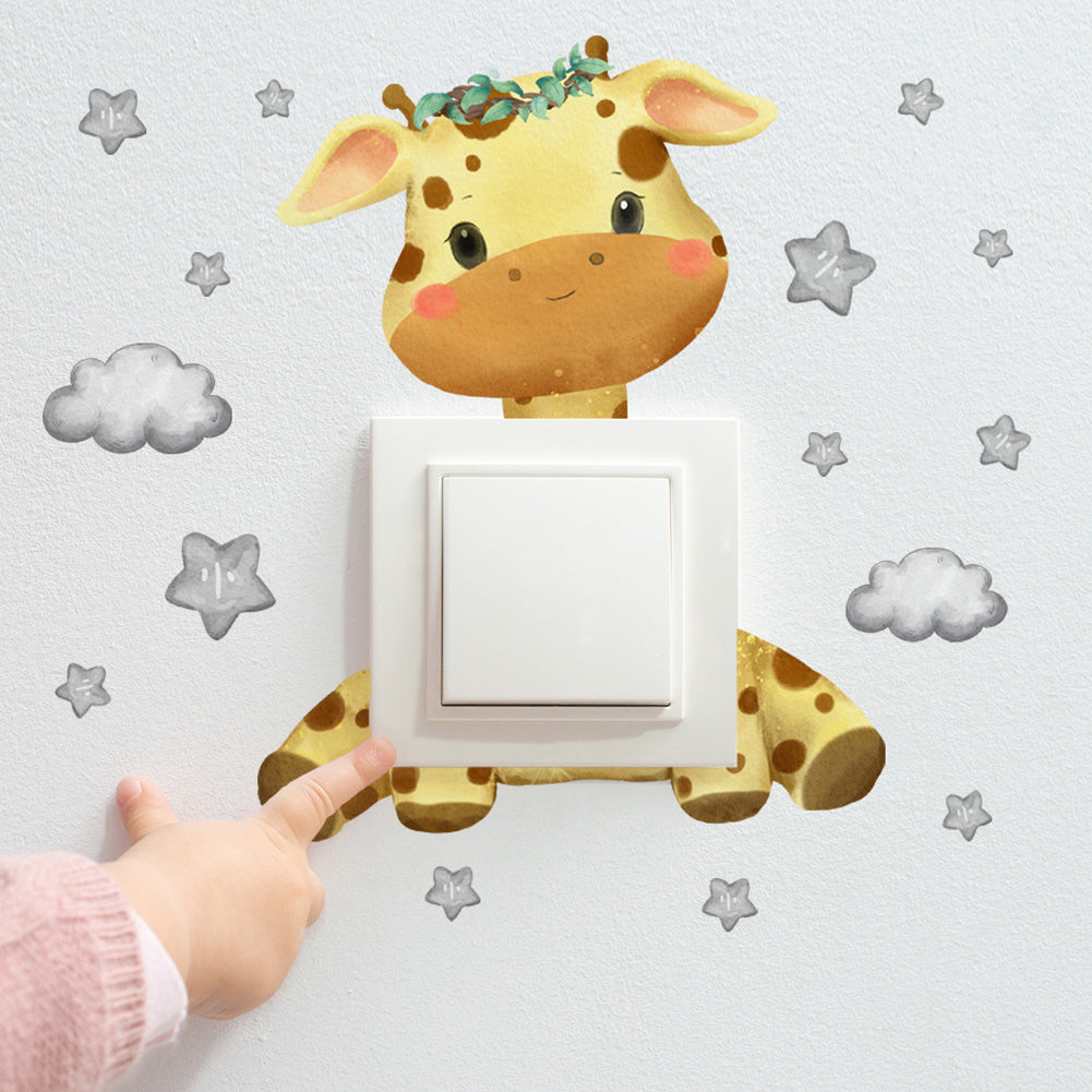 Cute Giraffe Bear Elephant Star Switch Sticker For Kid Baby Bedroom Decoration SelfAdhesive Wall De 4