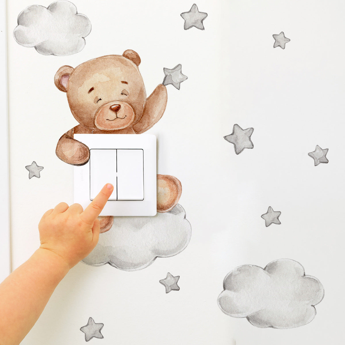 Cute Giraffe Bear Elephant Star Switch Sticker For Kid Baby Bedroom Decoration SelfAdhesive Wall De 5