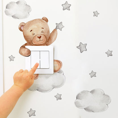 Cute Giraffe Bear Elephant Star Switch Sticker For Kid Baby Bedroom Decoration SelfAdhesive Wall De 5