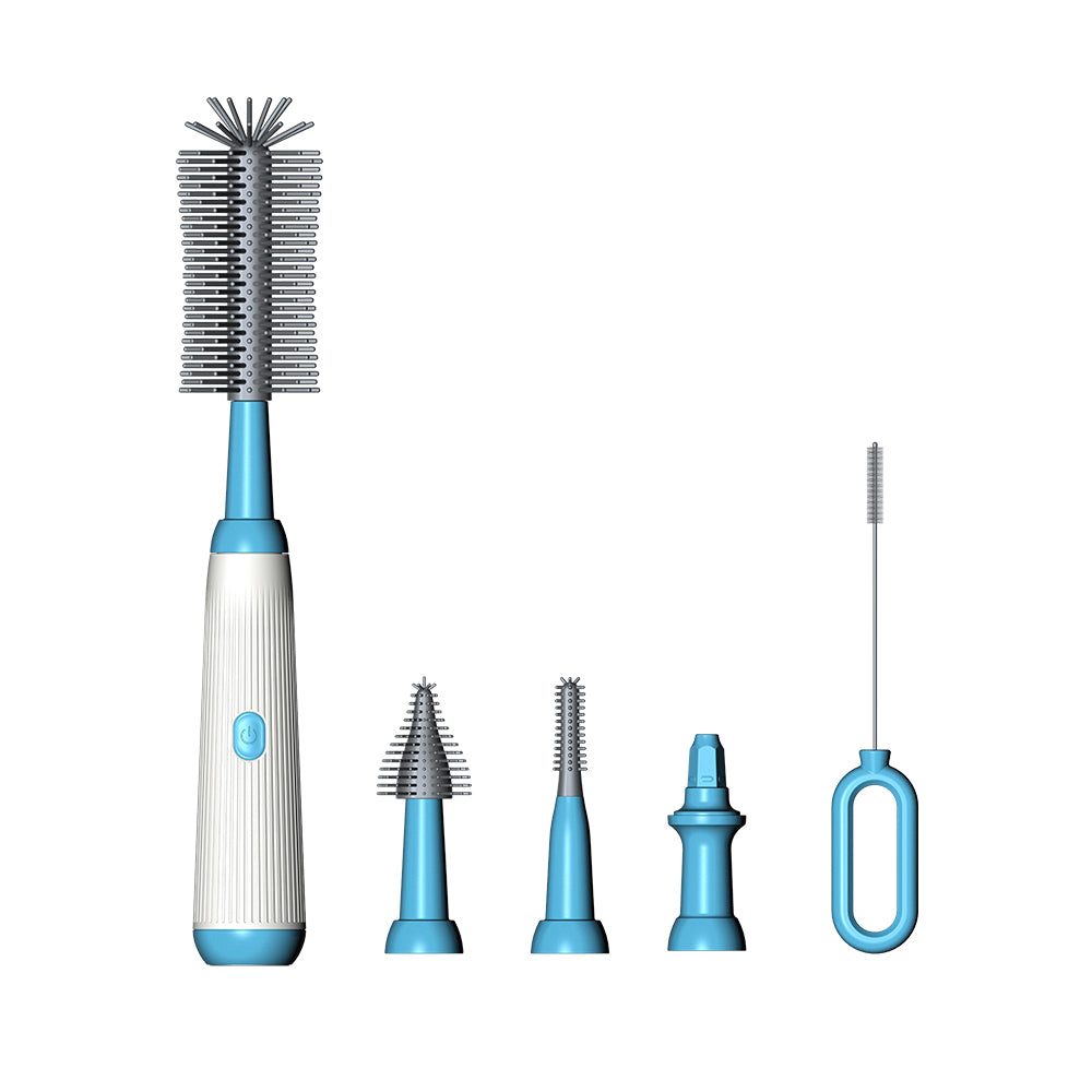 Electric Baby Bottle Brush Set, Multipurpose Silicone Cordless Brush for Milk Bottle & Nipple Cleaning