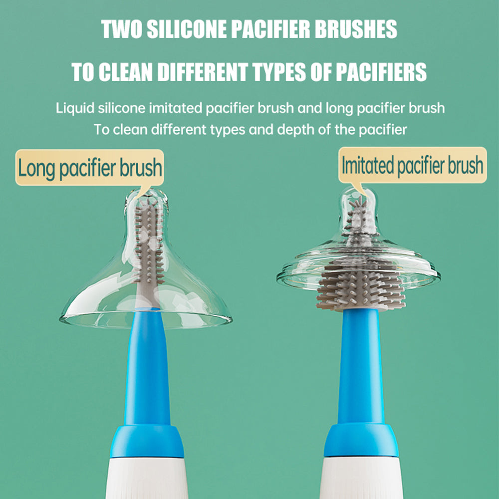 Electric Baby Bottle Brush Set, Multipurpose Silicone Cordless Brush for Milk Bottle & Nipple Cleaning