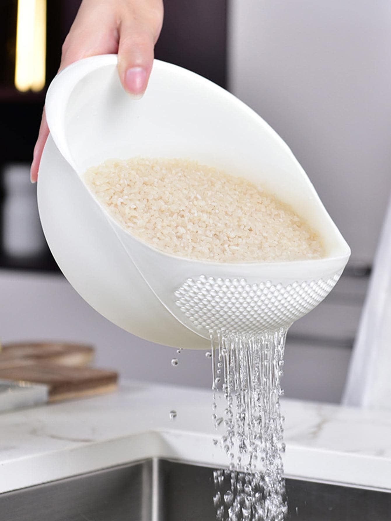 Food Strainer  Rice Bowl Drain Basket Durable Kitchen Organizer 5