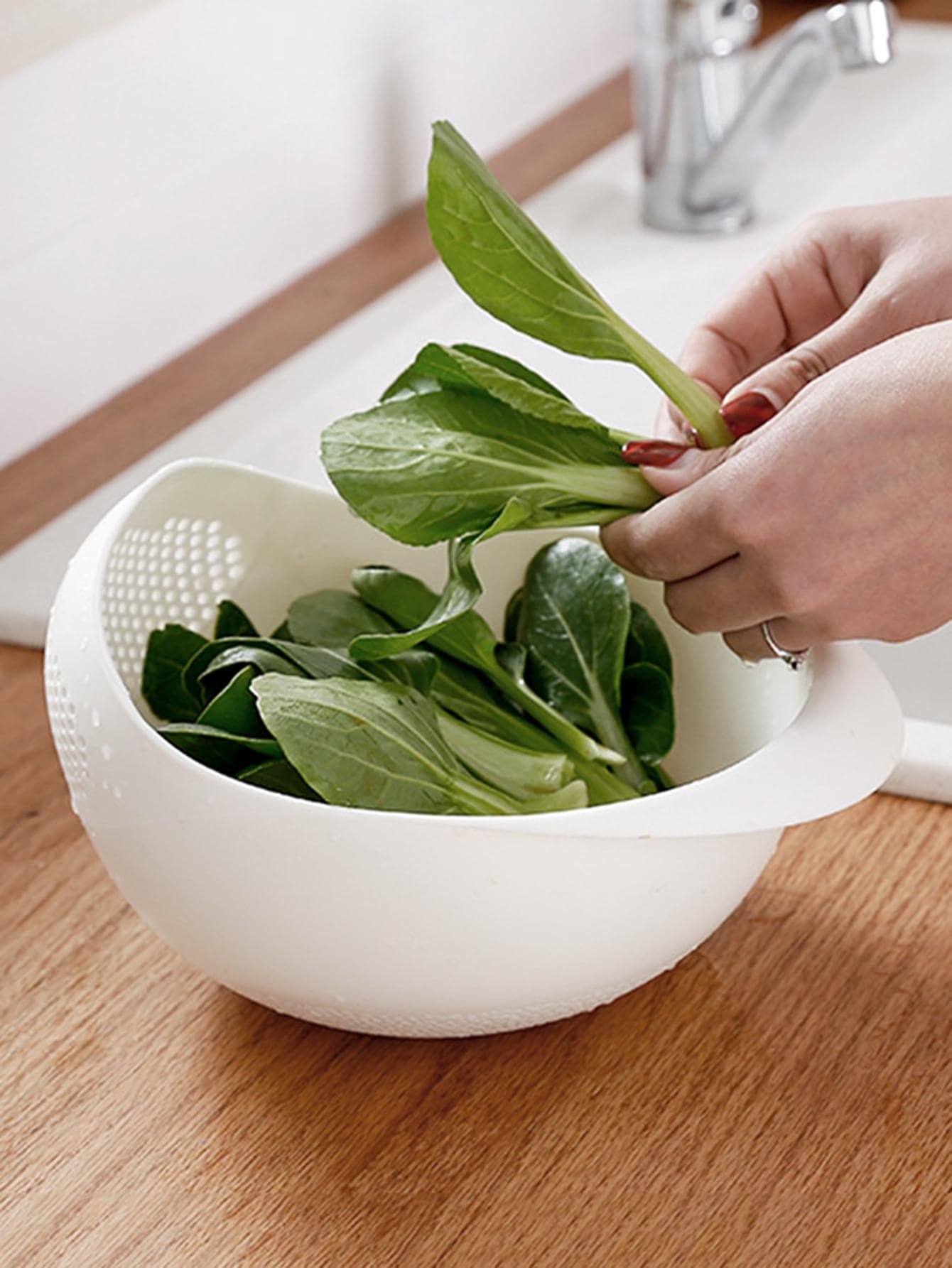 Food Strainer  Rice Bowl Drain Basket Durable Kitchen Organizer 4
