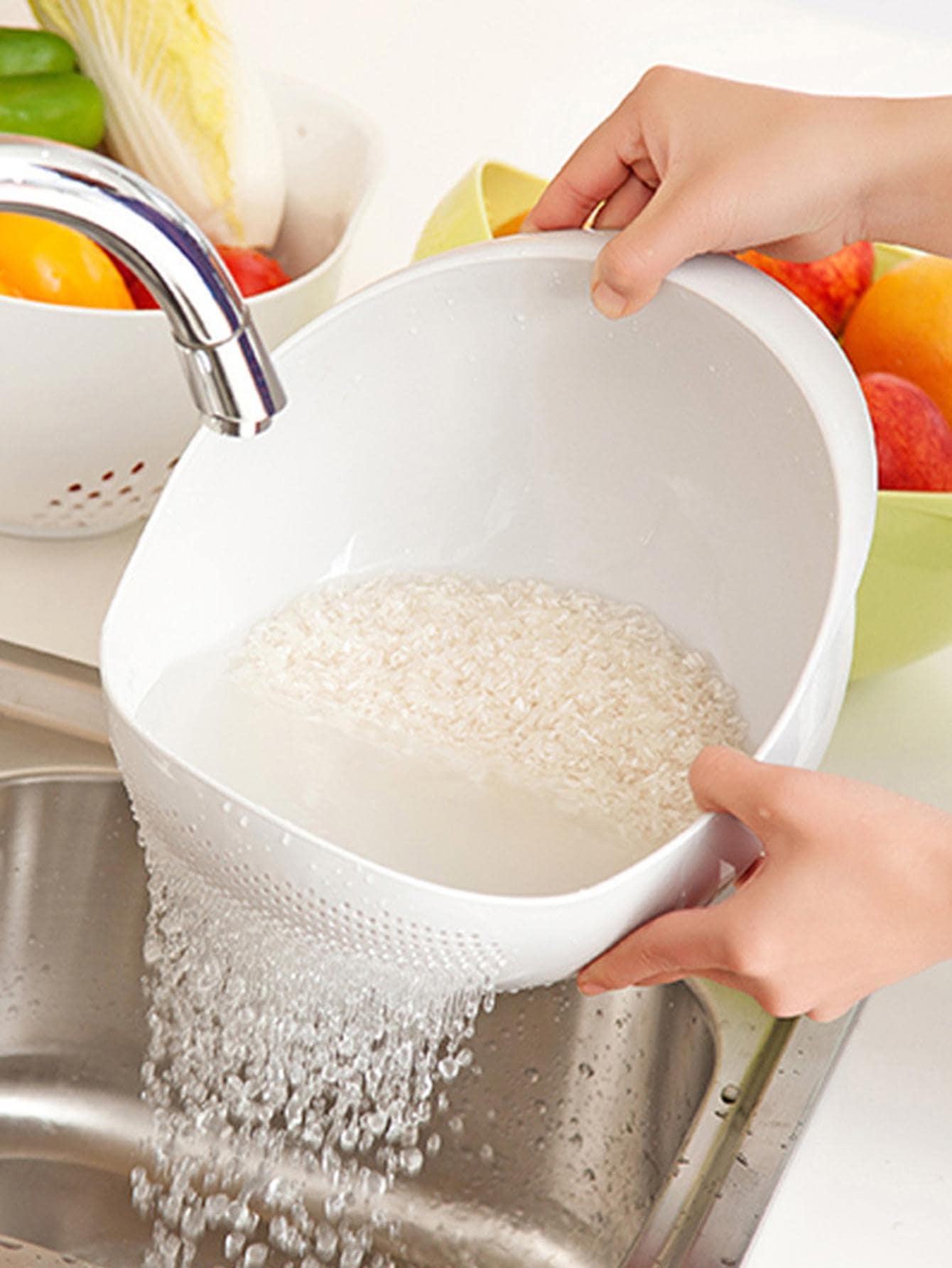 Food Strainer & Rice Bowl Drain Basket Durable Kitchen Organizer