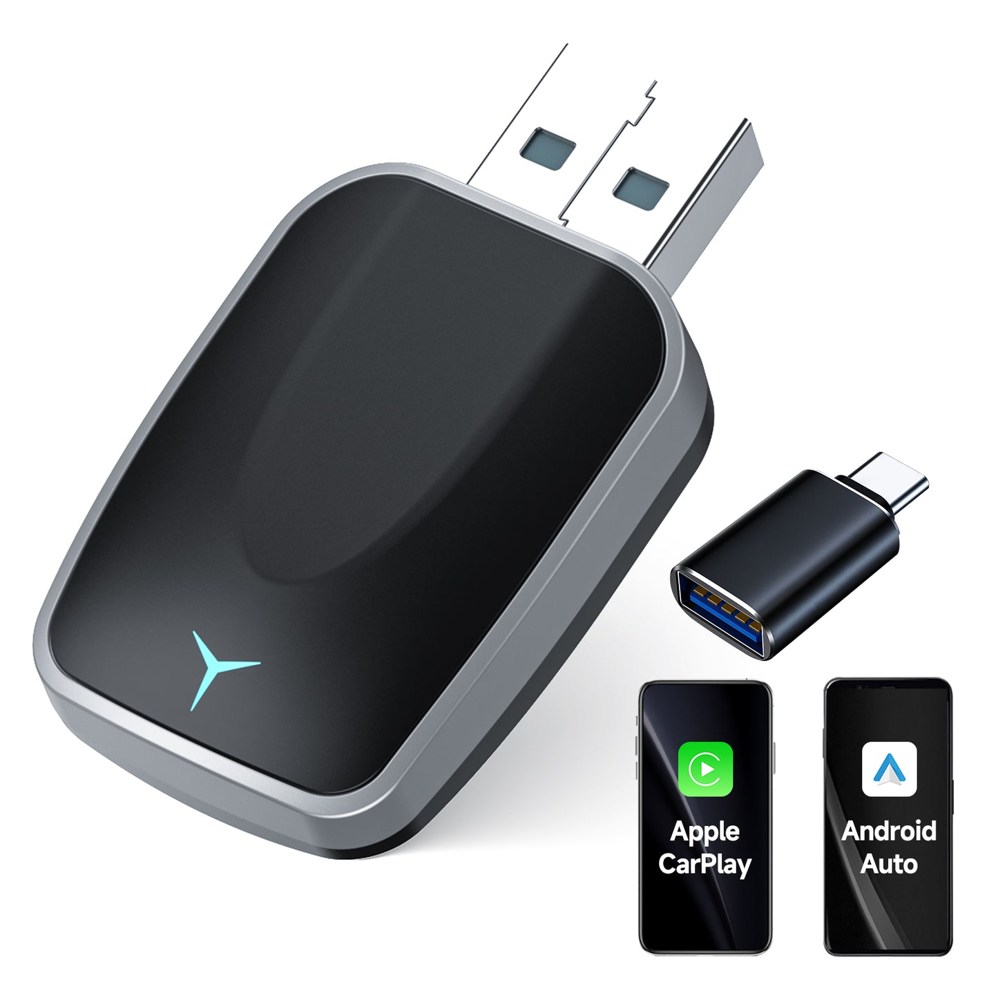 Wireless CarPlay Adapter & Android Auto Dongle, Plug & Play Converter for Factory Wired Systems
