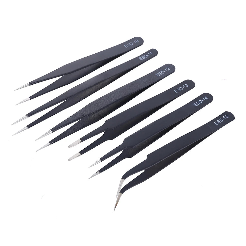 Stainless Steel Tweezers Maintenance Tool Industrial ESD Anti Static Precision Tweezers for Repair & Electronics