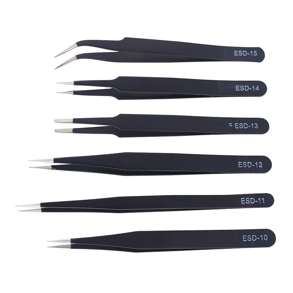 Stainless Steel Tweezers Maintenance Tool Industrial ESD Anti Static Precision Tweezers for Repair & Electronics