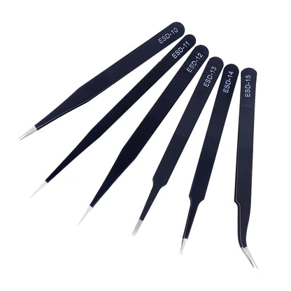 Stainless Steel Tweezers Maintenance Tool Industrial ESD Anti Static Precision Tweezers for Repair & Electronics