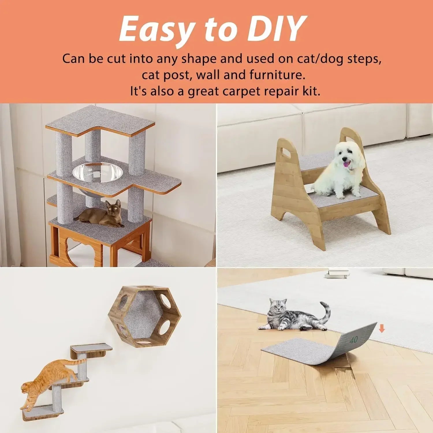 Trimmable SelfAdhesive Cat Scratcher Sofa Protector Durable Scratch Pad For Furniture Walls And Mor 3