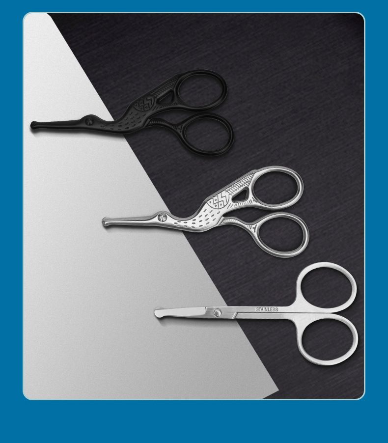 Premium Round Head Stainless Steel Nose Hair Scissors Multi Use Grooming Tool For Eyebrows Beard  E 3