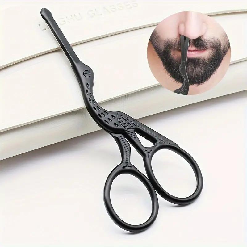 Premium Round Head Stainless Steel Nose Hair Scissors Multi Use Grooming Tool For Eyebrows Beard  E 6