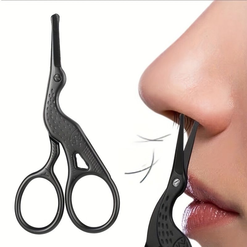 Premium Round Head Stainless Steel Nose Hair Scissors Multi Use Grooming Tool For Eyebrows Beard  E 1