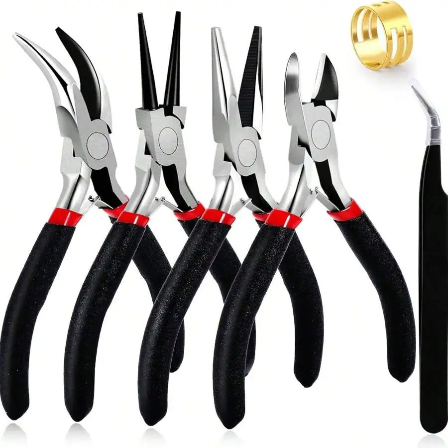 Professional Jewelry Pliers Kit Needle Nose Pliers Round Nose Pliers  Wire Cutters For Jewelry Maki 6