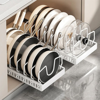 Under Cabinet Sliding Drawer Pot Lid Organizer Pull Out Kitchen Pots And Pans Storage Tray 5
