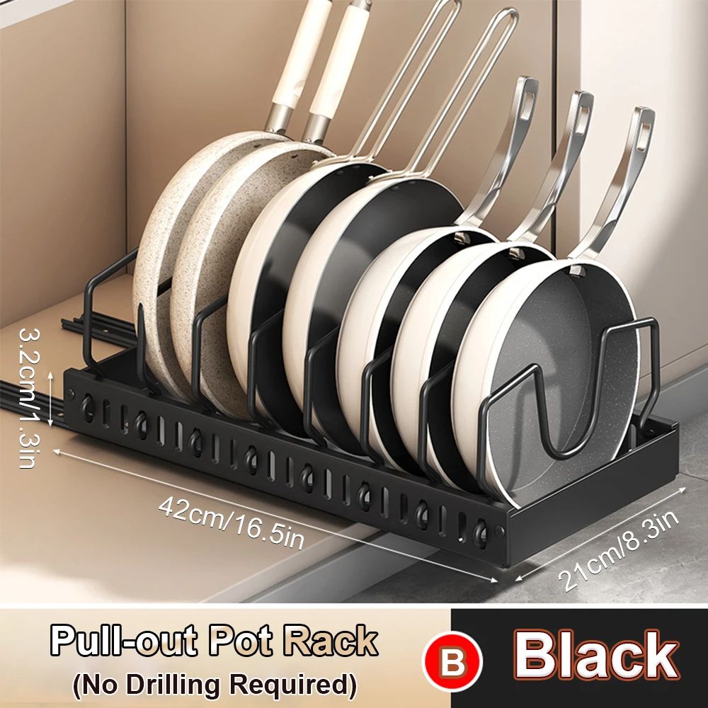 Under Cabinet Sliding Drawer Pot Lid Organizer Pull Out Kitchen Pots And Pans Storage Tray 4