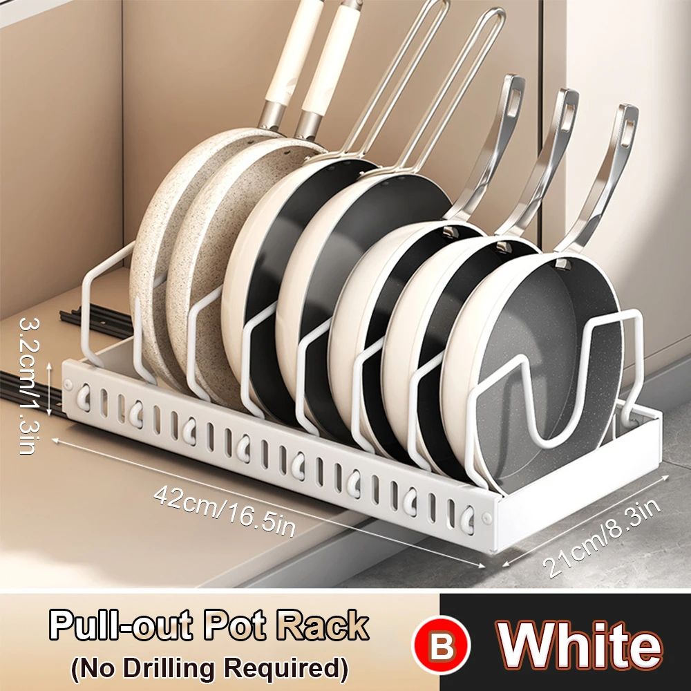 Under Cabinet Sliding Drawer Pot Lid Organizer Pull Out Kitchen Pots And Pans Storage Tray 3