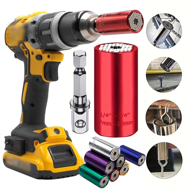 Magic Multi Hand Tools, Universal Torque Wrench Power Drill Adapter, Ratchet Bushing Spanner Key & Socket Sleeve Set