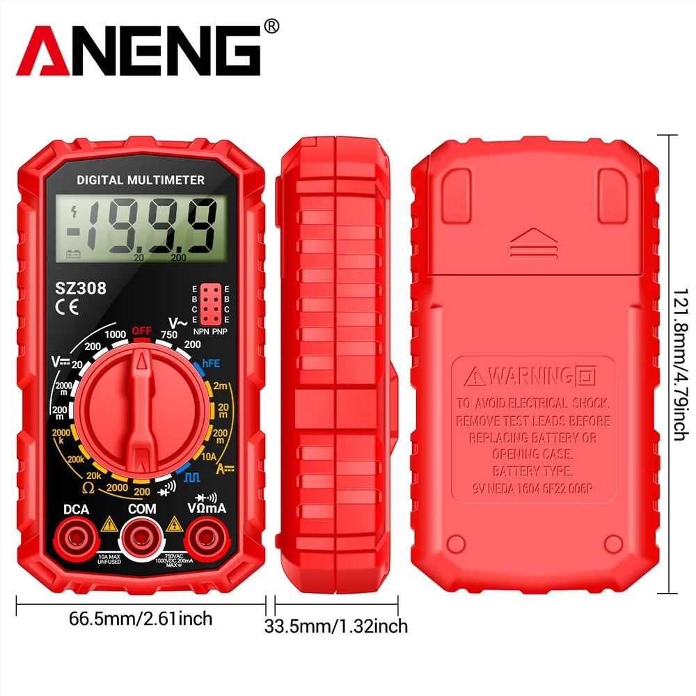 Professional Digital Multimeter ANENG SZ308 With Buzzer Triode Test  AutoRanging For Electricians   3