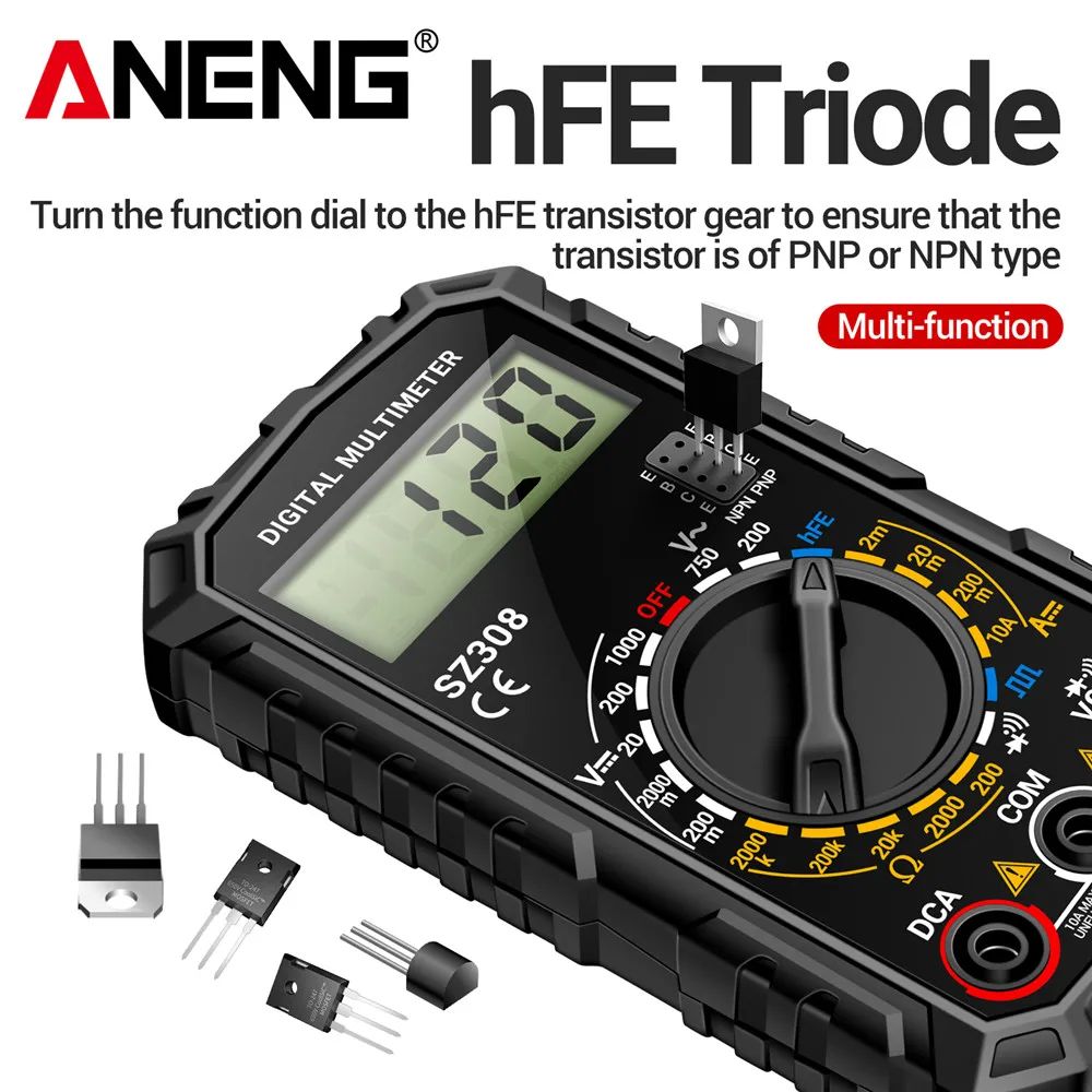 Professional Digital Multimeter ANENG SZ308 With Buzzer Triode Test  AutoRanging For Electricians   4