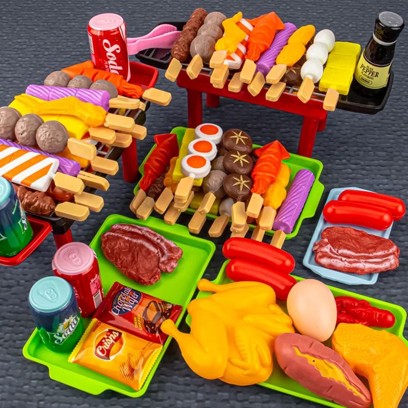 Mini Kitchen Pretend Play BBQ Set, Children's Cooking Simulation Food Toy