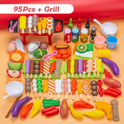 Mini Kitchen Pretend Play BBQ Set Childrens Cooking Simulation Food Toy 10