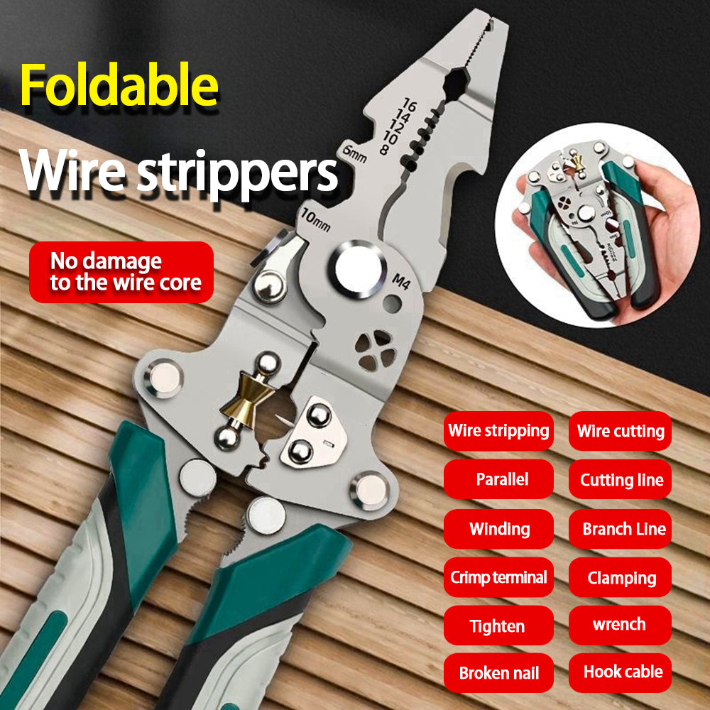 Professional MultiTool Wire Stripper Foldable Pulley Enhanced For Splitting Crimping  Cable Managem 4