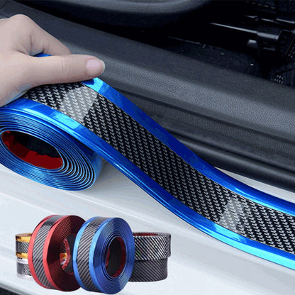 Car Threshold Strip Anti-Scratch Door Sill Protector with Carbon Fiber Design