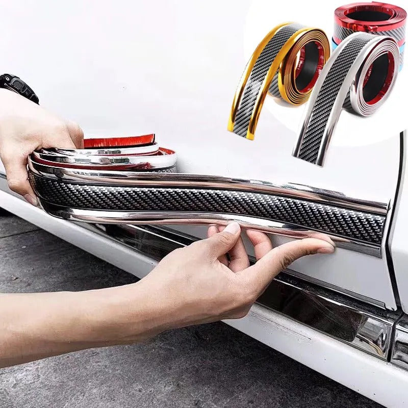 Car Threshold Strip Anti-Scratch Door Sill Protector with Carbon Fiber Design