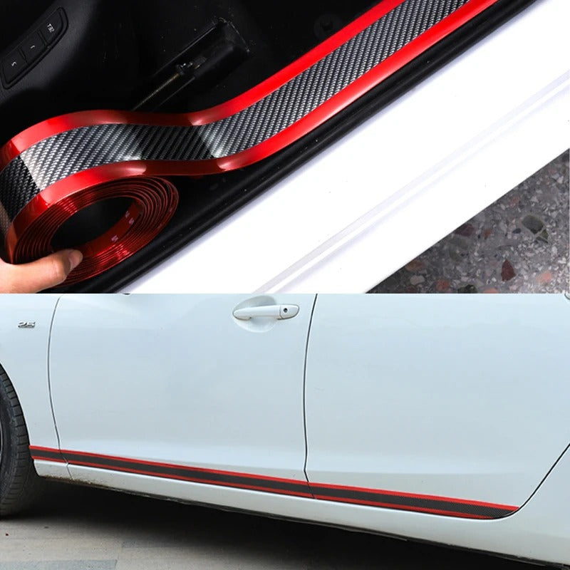 Car Threshold Strip Anti-Scratch Door Sill Protector with Carbon Fiber Design