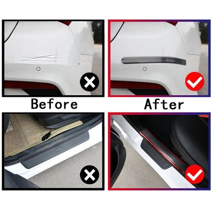 Car Threshold Strip Anti-Scratch Door Sill Protector with Carbon Fiber Design