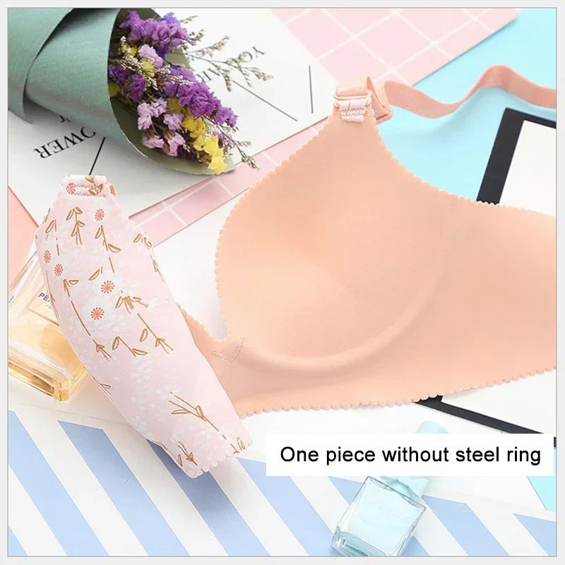 Women Flower Print Seamless Bra Sexy Lingerie Floral Push Up Bras OnePiece Underwear 3