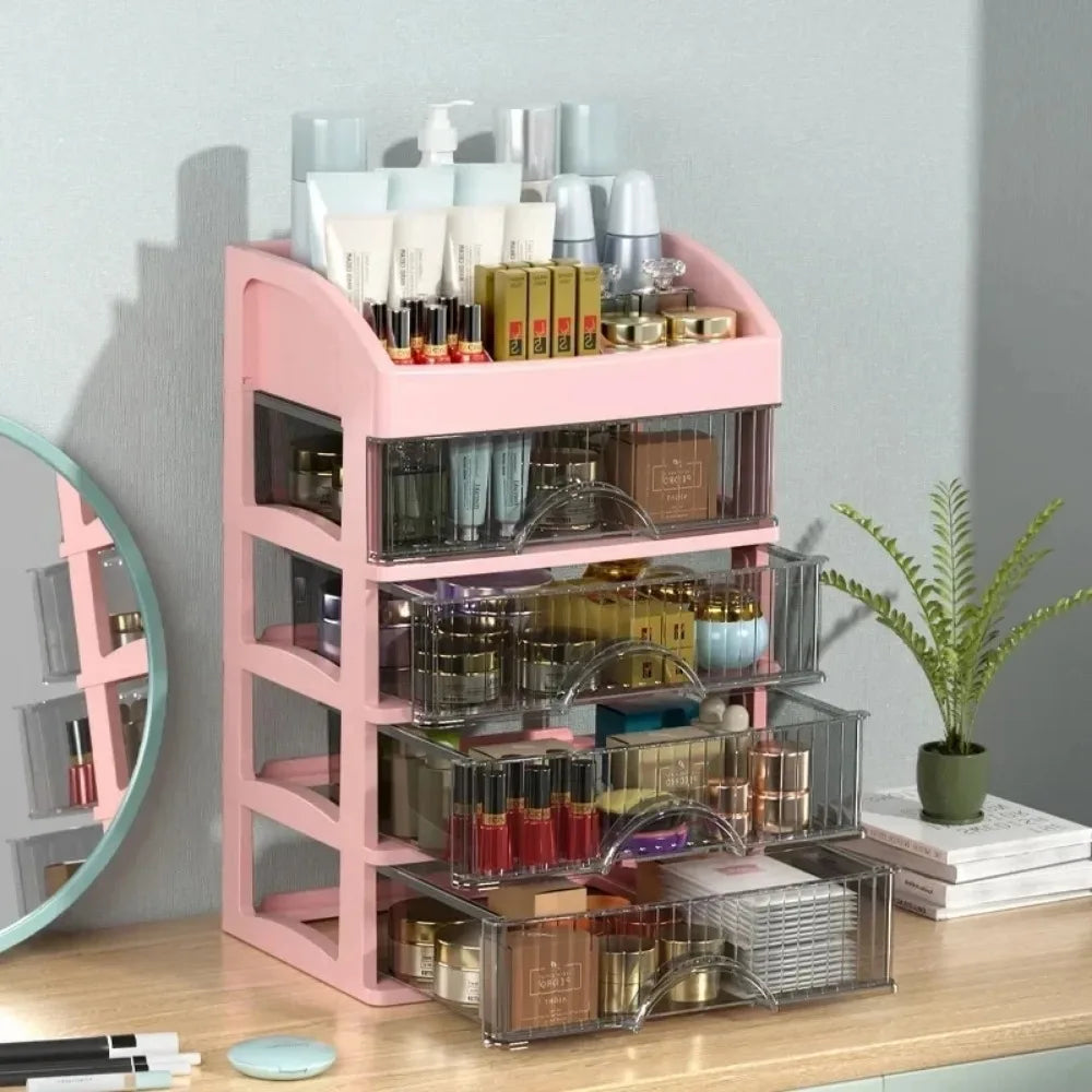 Drawer Style Storage Box Transparent Jewelry Skin Care Products Storage Box High-capacity Clutter Dustproof Organizer