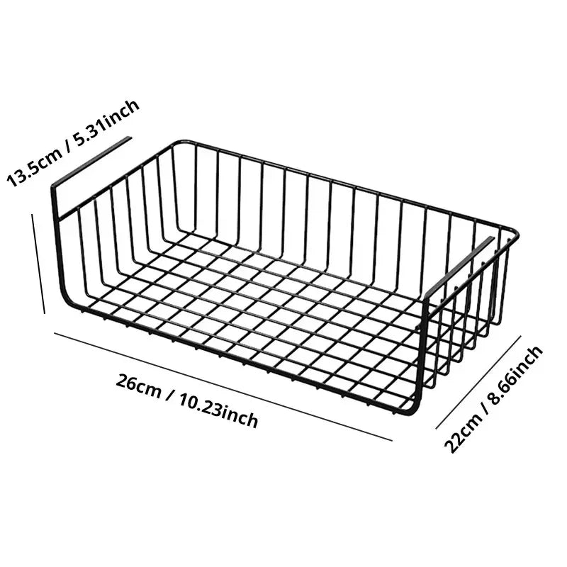 1pc WhiteBlack Hanging Net Basket Iron Material Large Capacity Hanging Under Cabinet Wall Wardrobe