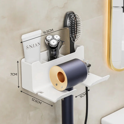No Punching Hair Dryer Holder Makeup Hair Tool Storage Rack Wall Shaver Comb Sundries Shelf Bathroo 1