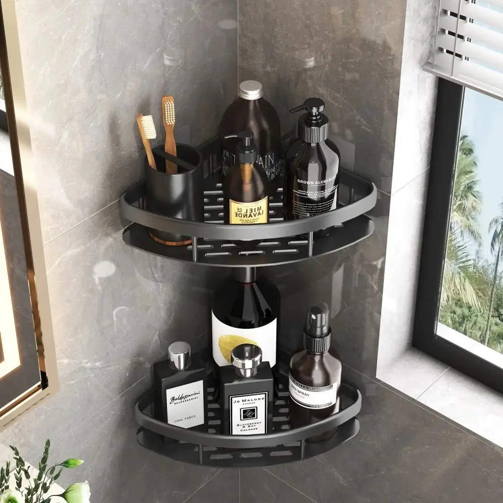 Bathroom Storage Rack No Drill Shelves Wall Mount Corner Shelf Shower Holder For Shampoo Organizer Bathroom Accessories