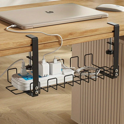 Under Table Storage Rack, Metal Cable Management Tray for Home, Office Desk No-Punching Wire Organizer Kitchen Storage