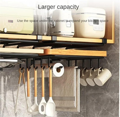 Multipurpose kitchen storage rack with hooks