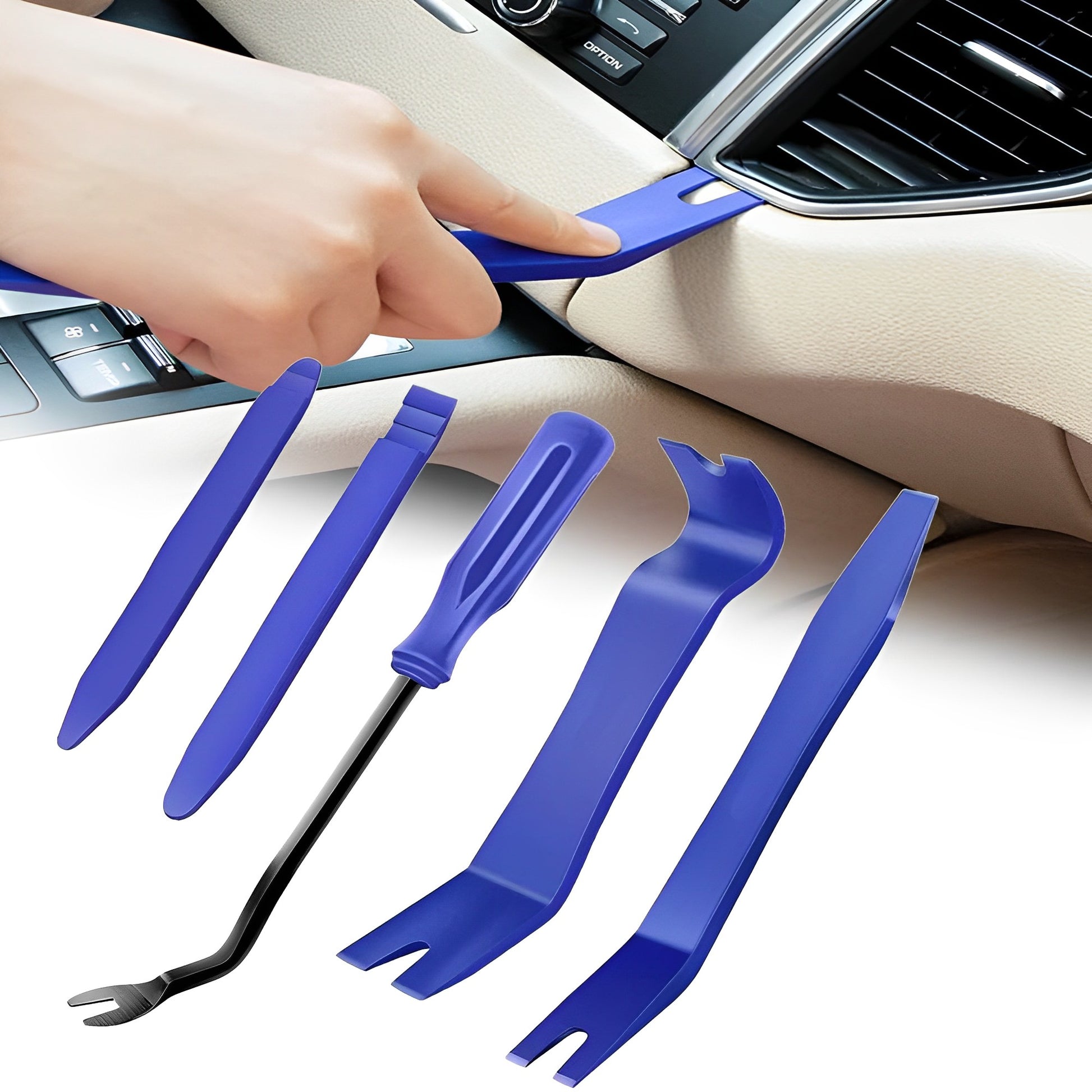 Professional Car Trim Removal Tool Kit,5 Piece Auto Panel Clip Remover for Dashboard,Stereo, DVD & Interior Plastic Trim