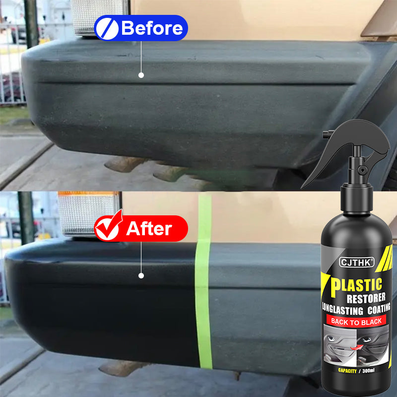 Professional Plastic Restorer for Cars, UV-Resistant Black Shine Coating for Faded Bumpers, Dash & Exterior Trim