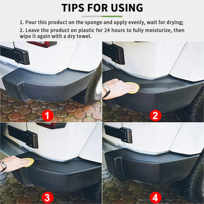 Professional Plastic Restorer for Cars UVResistant Black Shine Coating for Faded Bumpers Dash  E