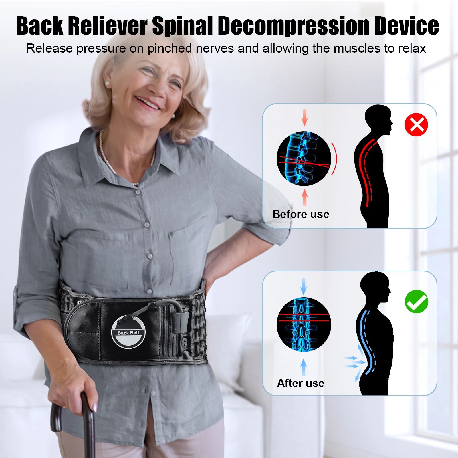 Inflatable Lumbar Support Belt Air Traction Back Brace For Disc Herniation  Pressure Relief 1