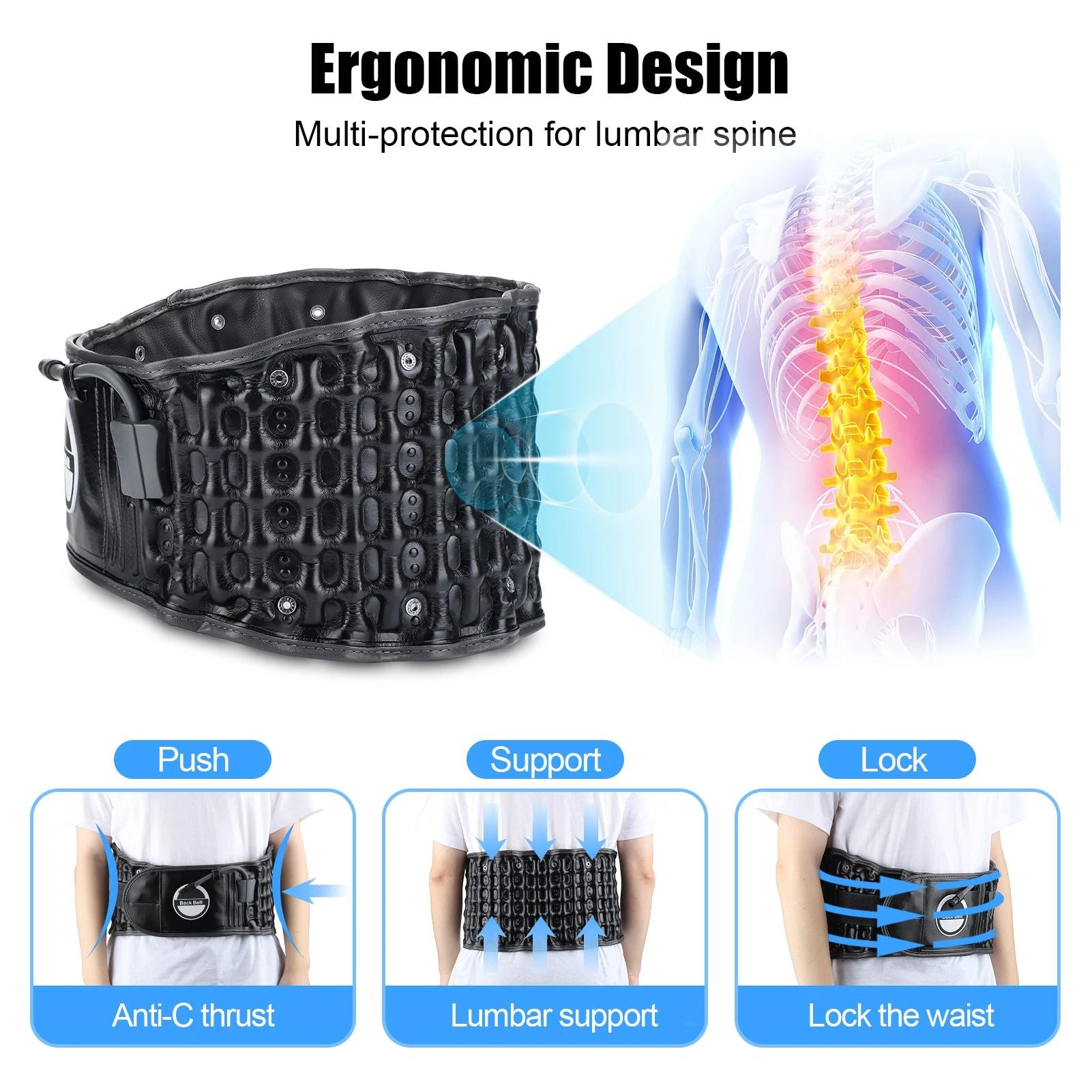 Inflatable Lumbar Support Belt Air Traction Back Brace For Disc Herniation  Pressure Relief 2