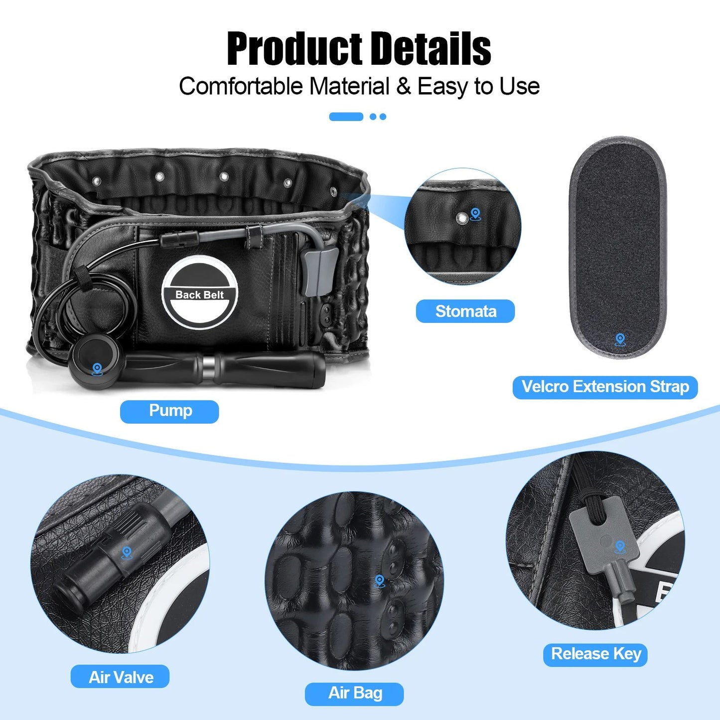 Inflatable Lumbar Support Belt Air Traction Back Brace For Disc Herniation  Pressure Relief 4