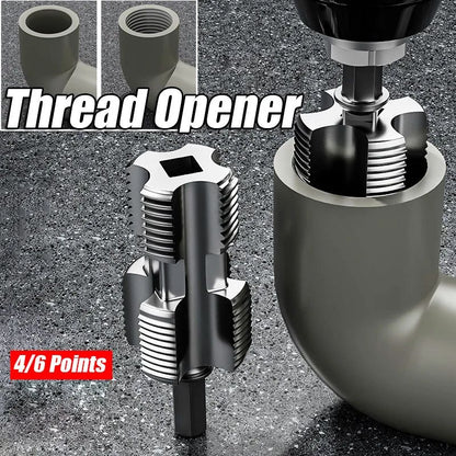 Professional Water Pipe Threading Kit 4/6-Point Inner Hole Opener for Electric Drills,Universal Hexagonal Plumbing Tool