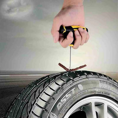 Car Tire Repair Kit, Emergency Puncture Plug Tools for Quick Tyre Fix | Includes Tire Strips & Glue