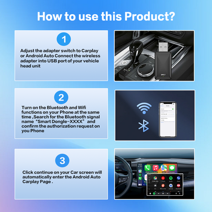 PLAYAIBOX 2 In 1 Wireless CarPlay  Android Auto Adapter For IPhoneAndroid In Benz Audi Kia Jeep  Mo