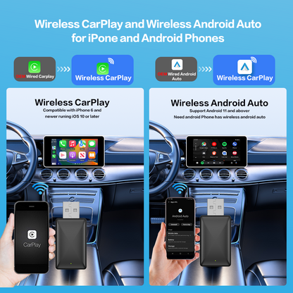 PLAYAIBOX 2 In 1 Wireless CarPlay  Android Auto Adapter For IPhoneAndroid In Benz Audi Kia Jeep  Mo
