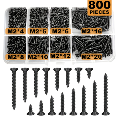 Pcs Black Flat Head Cross Carbon Steel Self Tapping Screws Ideal For Home Improvement  DIY Projects 2